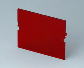 Front plate, PC, (W x H) 49 x 42 mm, red/transparent, B6602480