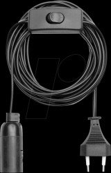 9801S Lamp socket, E14, with switch, 3.5-m cable and plug, black