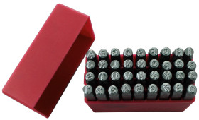 Zestaw wybijaków liter wysokość: 6mm 36-szt. 27 części x stempel stalowy z kropkowaną wielką literą angielską A