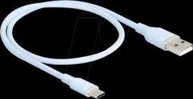81221 USB 2.0 cable, A plug &gt; C plug, silicone, blue, 0.5 m