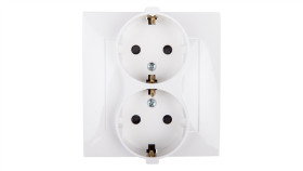 Simon 54 Gniazdo Podwójne Schuko Z/U 16A Ip20 Z Przesłoną Torów Białe Dgsz2z/11