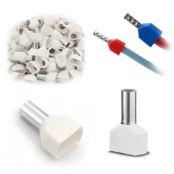 Tulejki Izolowane Kablowe Podwójne Do Przewodów 2x0,75mm Biała 100 Szt.