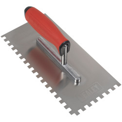 Sealey T7808 Stainless Steel 8mm Notched Trowel with Rubber Handle 270mm