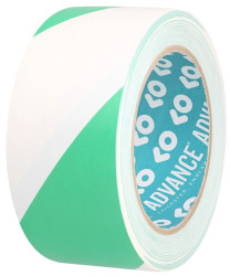 Taśma ostrzegawcza szerokość 50mm Zielony/biały Taśma do wyznaczania ciągów komunikacyjnych Advance Tapes +60°C PVC