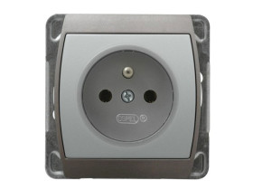 GAZELA Gniazdo pojedyncze z uziemieniem srebro + tytan GP-1JZ/m/18/23 OSPEL