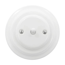 Włącznik światła pojedynczy dźwigniowy ceramiczny, okrągły z ramką, podtynkowy biały Ceramic Loft