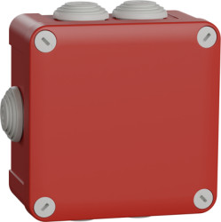 Safety junction box, 105 x 105 x 55 mm, Ø 25 mm, no. of entries: 7, red, IP55, ENN05165