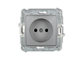MINI Gniazdo pojedyncze bez uziemienia (przesłony torów prądowych) srebrny metalik 7MGP-1p KARLIK