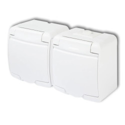 JUNIOR Gniazdo podwójne z/u (klapka biała) biały IP54 GHE-2