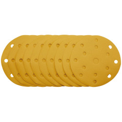 Draper 08477 Gold Sanding Discs-Hk&amp;Loop 150mm 320 Grit15 Dust Extract Holes 10Pc