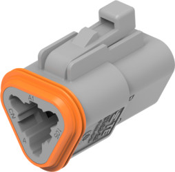 Socket, 3 pole, straight, 2 rows, gray, DT06-3S