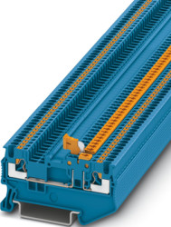 Knife disconnect terminal, push-in connection, 0.25-1.5 mm², 2 pole, 10 A, blue, 3210302