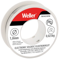Weller T0054025099N Electronic Lead-Free Solder Sn99 Cu3, 1mm 25g