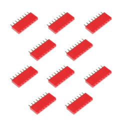 PB08S RED-Listwa stykowa 2.54mm prosta 1x8, czerwona - 10 szt.