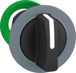 Toggle switch, 3 positions, unlit, latching, waistband round, black, front ring gray, 45°, mounting Ø 30.5 mm, ZB5FD8C0