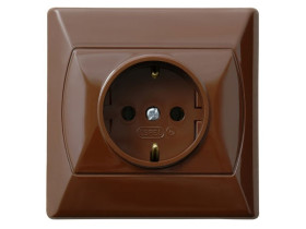 AKCENT Gniazdo pojedyncze z uziemieniem schuko brązowy GP-1AS/24 OSPEL