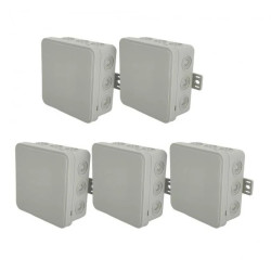 Puszka hermetyczna natynkowa elastyczna 100x100x41mm 12-wlotowa, zamknięcie na klik IP54 szara EDO 5 szt.