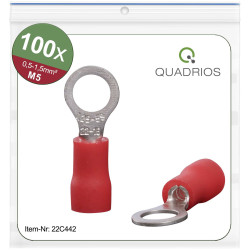 Quadrios 22C442 Ring Terminal Red 1.5mm&#xB2; 5.3mm Hole Insulated Set