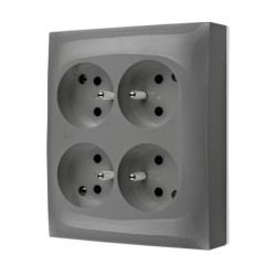 Simon Aquaclick Gniazdo IP20, 4-krotne z uziem., z przesł. torów prądowych szary ACGZN4Z/16