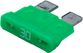 Automotive flat fuse, 30 A, 32 V, green, (L x W x H) 19.1 x 5.1 x 18.8 mm, 0287030.L