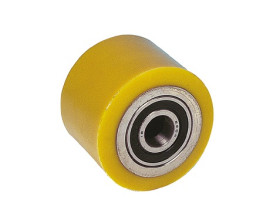 Kółko do wózka, Lite, Poliuretan, Szary, Żółty, obc.: 300kg, śred.: 75mm, szer.: 40mm