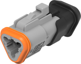 Socket, 3 pole, straight, 2 rows, gray, DT06-3S-CE04