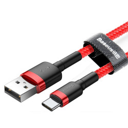 Kabel USB/USB-C 2m BASEUS 2A TYPE-C Red+Black CATKLF-C09