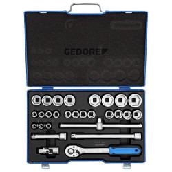 Gedore 2682869 Socket Wrench Set 1/2&quot; 28 pieces, 6-point 10-36 mm