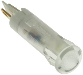 Lampka kontrolna do montażu panelowego 12V dc, biała 6mm LED Biały Faston, oczko lutownicze APEM