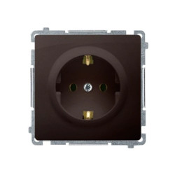Simon Basic Gniazdo pojedyncze z/u Schuko z przesłonami czekoladowy BMGSZ1Z.01/47