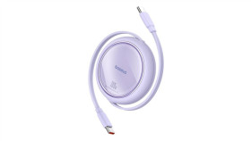 Kabel Wysuwany Baseus Free2draw Mini Usb-C - Usb-C 100W 1M - Fioletowy