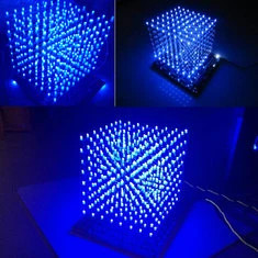3D Komplet Kostki Świetlnej 8x8x8 Niebieska Dioda LED Spektrum Muzyczne DIY Elektroniczny Komplet Sterowany Aplikacją