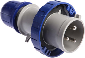 Złącze przemysłowe - zasilające 32A Wtyczka 230 V 2P + E Męski Scame Niebieski Montaż na kablu IP67