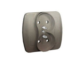 AKORD Gniazdo podwójne z uziemieniem satyna metalik z przesłonami torów prądowych AGZ2z/29 KONTAKT SIMON