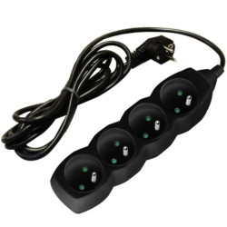 Przedłużacz prądowy 1,5m 4xGN (2P+Z) czarny