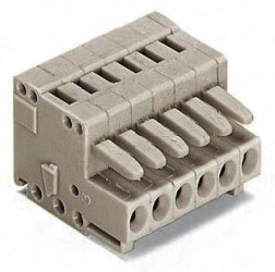 Socket header, 5 pole, pitch 3.5 mm, angled, light gray, 734-105