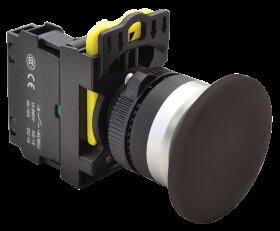 Przycisk sterowniczy grzybkowy 22mm IP65 czarny NO zestaw