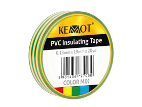 Taśma izolacyjna KEMOT 0,13x19x20Y klejąca żółto/zielony