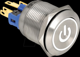 22051 Push Switch for Installation 22 mm 6 x solder connection LED whi