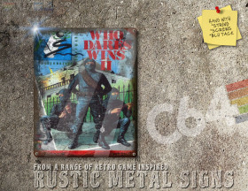 Vintage Looking Commodore 64 Game Who Dares Wins II Box Artwork Metal Sign [623]