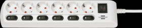 1153110126 Socket strip, 6-way, 2 m, white, multi-switch