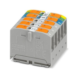 Blok rozdzielczy PTVFIX 2,5-3L/N/GNYE, złącze przemysłowe - 5 punktów przyłączeniowych o przekroju 2,5mm2 /10szt./