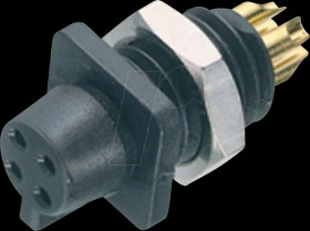 09 9766 30 04 Snap-in flange socket, series 719, 4-pin, unshielded, solder, IP