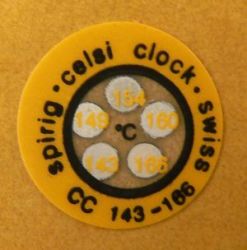 CelsiClock-znacznik temperatury, samoprzylepna etykieta termoczułaCC-143/166, 143°C - 166°C, 5 temperatur, opakowanie 10 etykiet