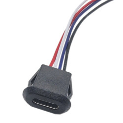 Gniazdo USB-C Do zabudowy czarne Zatrzask, 4 przewody