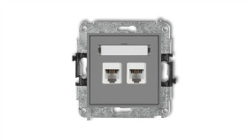 Mini Gniazdo Telefoniczne Podwójne 2Xrj11 4-Stykowy Beznarzędziowe Szary Mat...