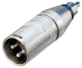 Adapter, RCA plug to XLR plug 3 pole, silver, NA2MPMM