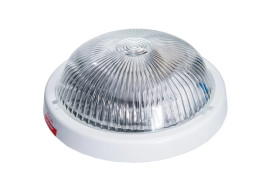 Oprawa ALFA, E27 z mikrofalowym czujnikiem ruchu 24V, 60W, biała-polipropylen, klosz przeźroczysty-szkło, IP44 A2210-HF24V