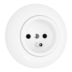 Premiumlux RETROLINE Gniazdo z uziemieniem z ramką białe