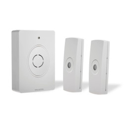 Dzwonek bezprzewodowy z dwoma pilotami, learning system, bateryjny, 38 dzwięków DB-1B/2P/B BIAŁY